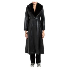 Verheyen London Bespoke Edward Leather Trench Coat in Black, Size 12