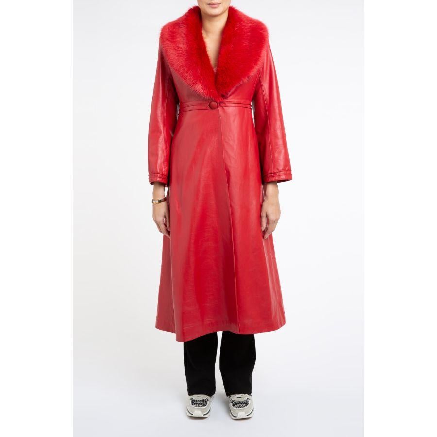 Verheyen London Edward Leather Trench Coat in Red with Faux Fur 

The Edward Leather Coat created by Verheyen London is a romantic design inspired by the 1970s and Edwardian Era of Fashion. A timeless design to be be worn for a lifetime and to