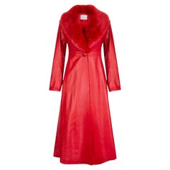Verheyen London Edward Leather Trench Coat in Red with Faux Fur