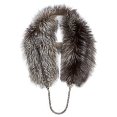 Verheyen London Chained Stole Collar Metallic Silver Fox Fur with Chain 6 ways