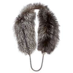 Verheyen London Chained Stole Collar Metallic Silver Fox Fur with Chain 6 ways