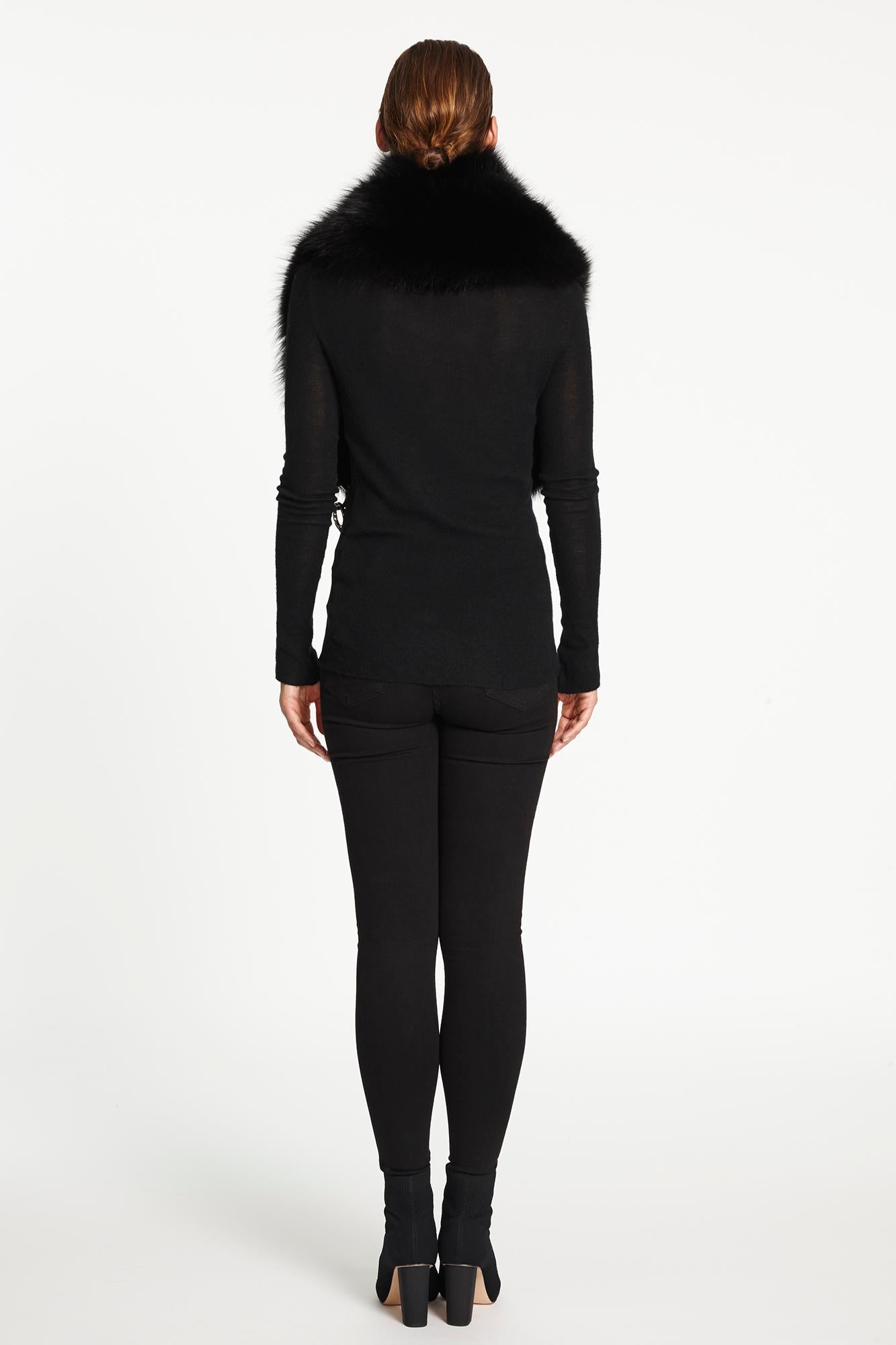 Verheyen London Chained Stole in Black Fox Fur & Chain - Brand New 9