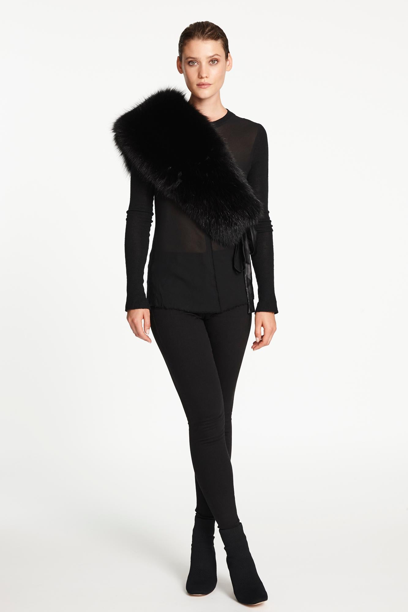 Verheyen London Chained Stole in Black Fox Fur & Chain - Brand New 12