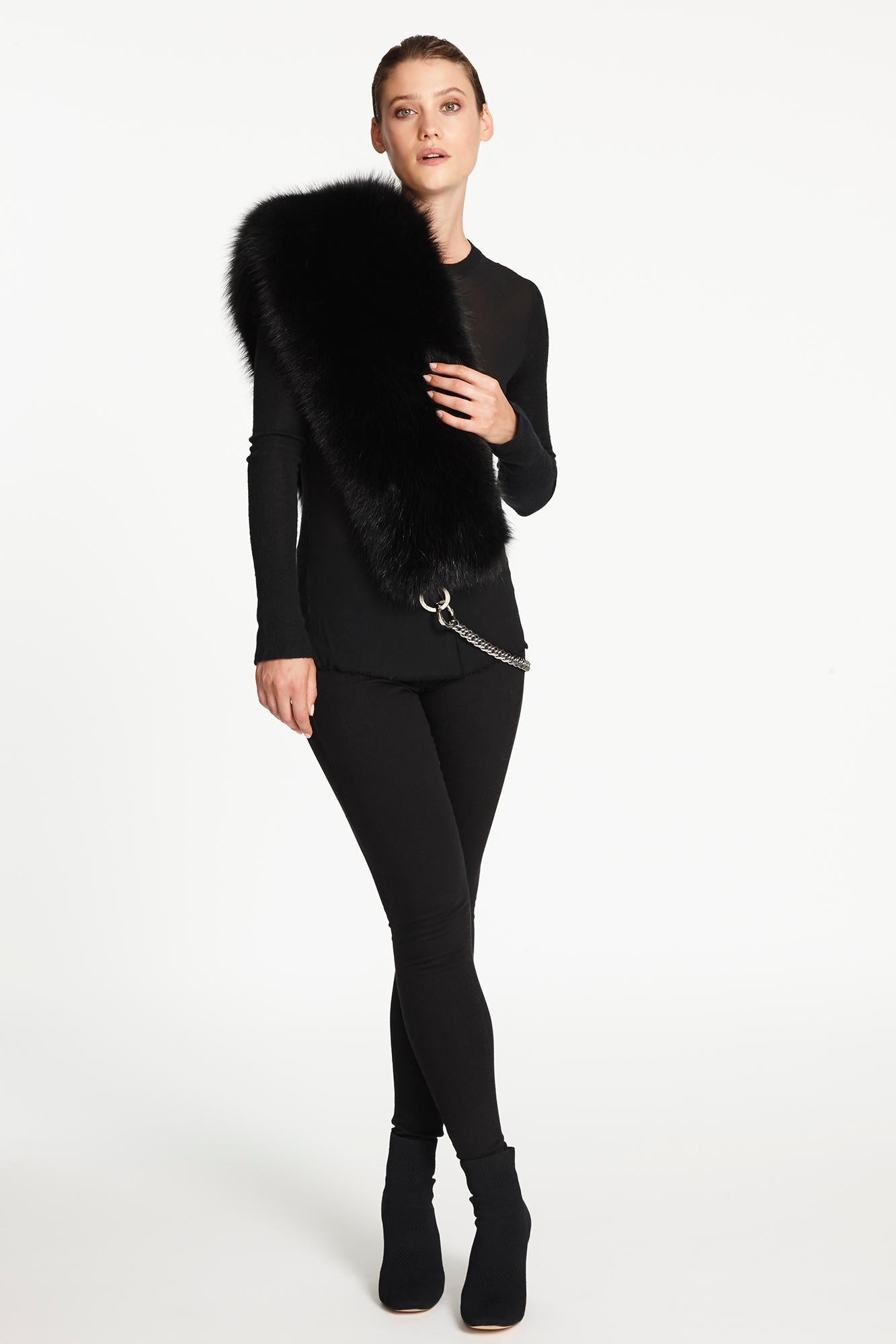 Verheyen London Chained Stole in Black Fox Fur & Chain - Brand New 6