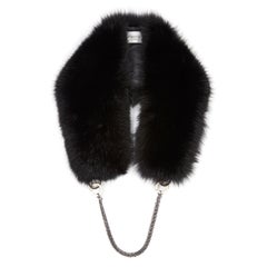 Verheyen London Chained Stole in Black Fox Fur & Silk Lining with Chain