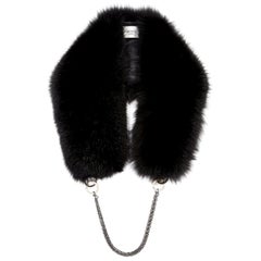 Verheyen London Chained Stole in Black Fox Fur & Silk Lining with Chain 