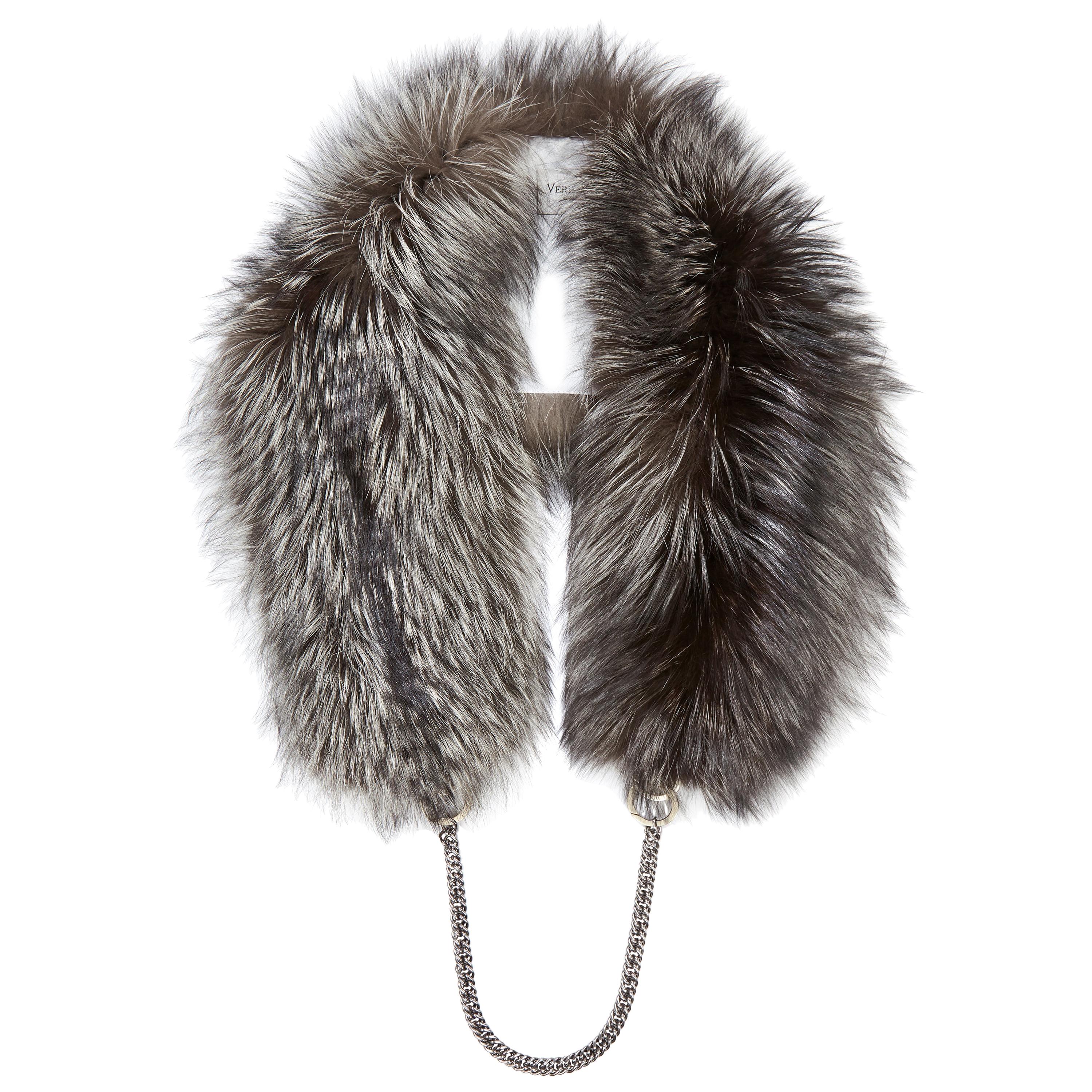 Verheyen London Chained Stole in Metallic Silver Fox Fur with Chain 6 ways 