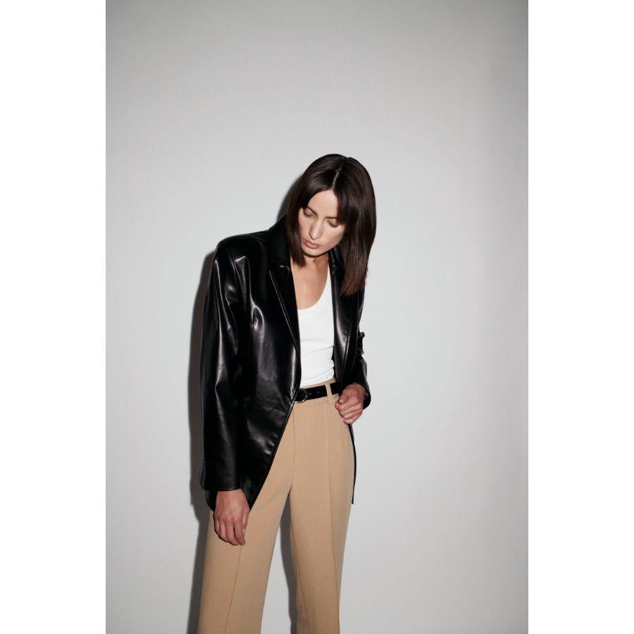 Women's Verheyen London Chesca Oversize Blazer in Black Leather, Size 12 For Sale
