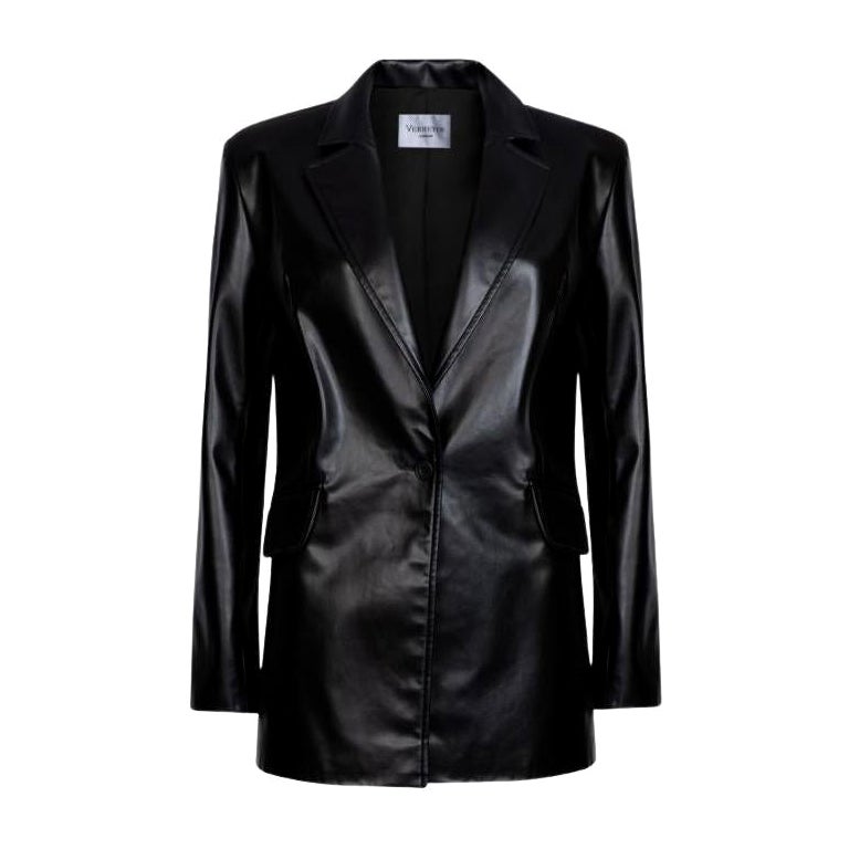 Verheyen London Chesca Oversize-Blazer aus schwarzem Leder, Größe 12