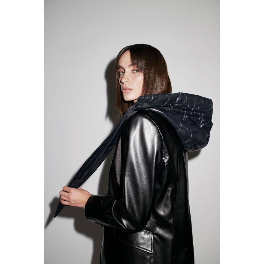 Verheyen London Chesca Oversize Blazer in Black Leather, Size uk 12 For Sale 3