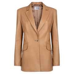 Blazer oversize Verheyen London Chesca in pelle color cammello, taglia 14