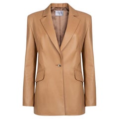 Verheyen London Chesca Oversize Blazer in Camel Leather, Size 6