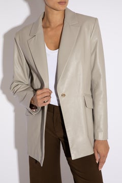 Verheyen London Chesca Blazer oversize in pelle grigio pietra, taglia 12