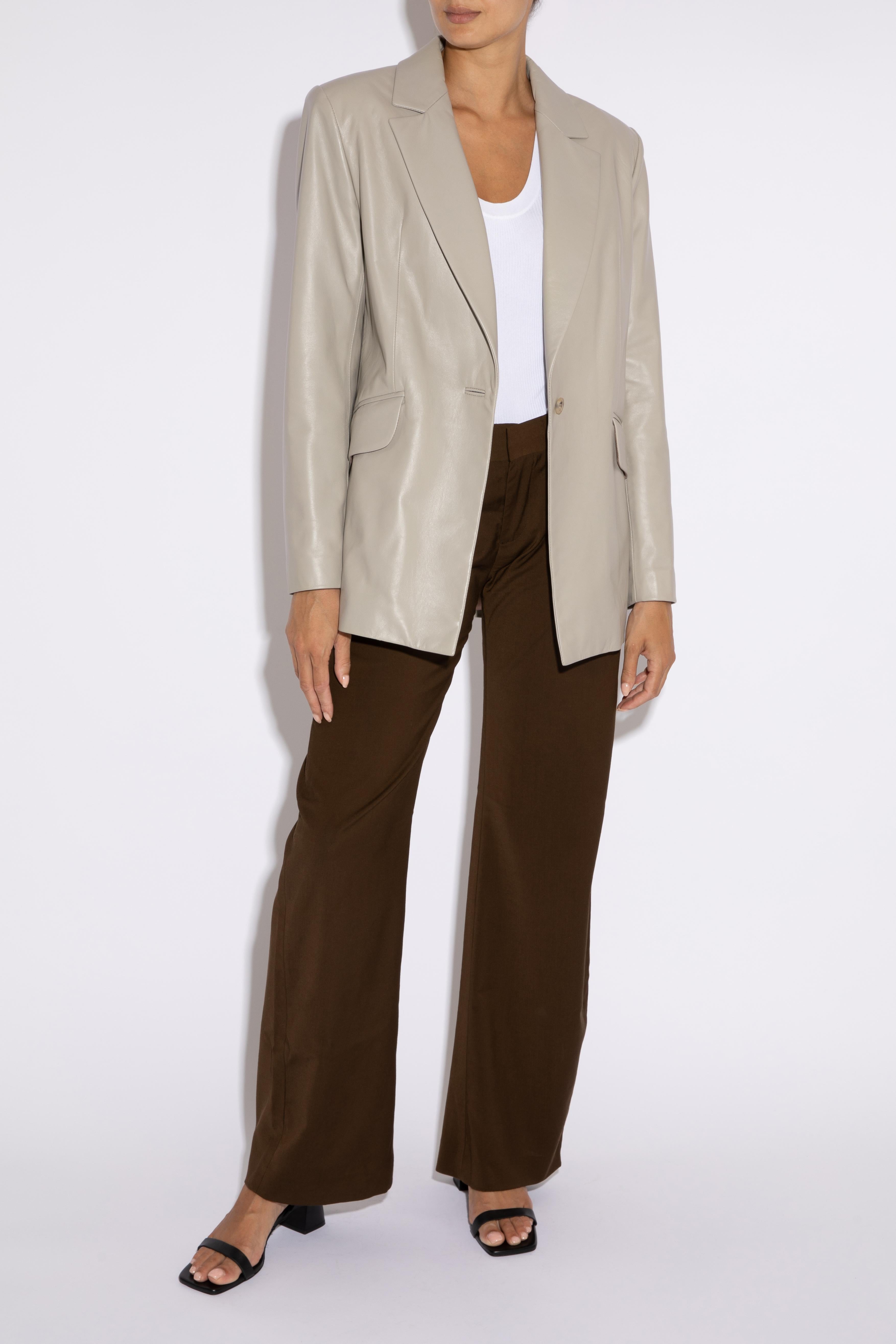 Verheyen London Blazer Chesca Oversize de Piel Gris Piedra, Talla 14 Marrón en venta