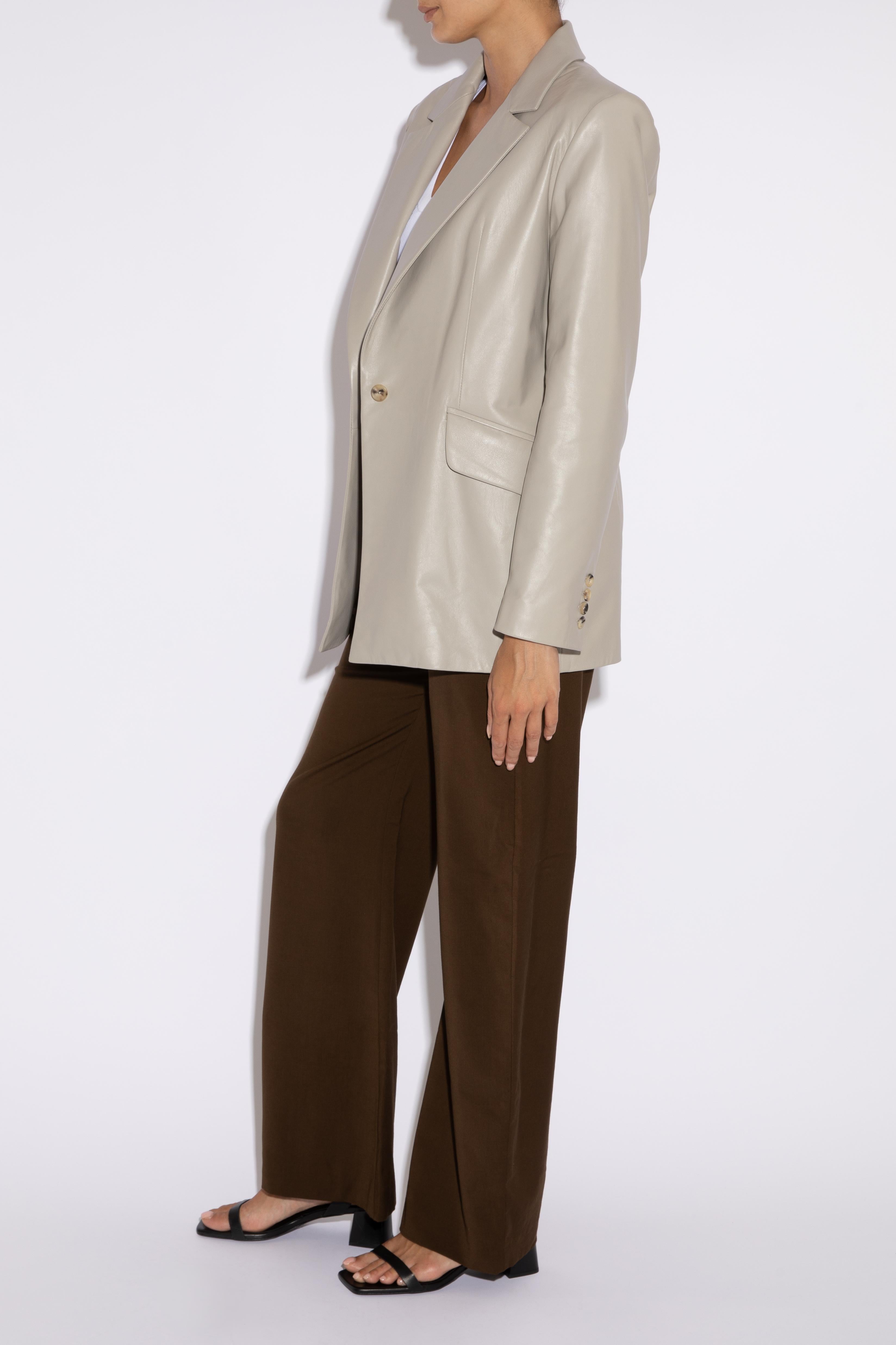 De las mujeres Verheyen London Blazer Chesca Oversize de Piel Gris Piedra, Talla 14 en venta