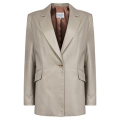 Verheyen London Chesca Oversize Blazer in Stone Grey Leather, Size 8
