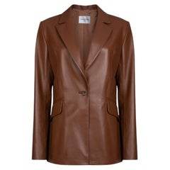 Verheyen London Chesca Oversize Blazer in Tan Leather, Size 10