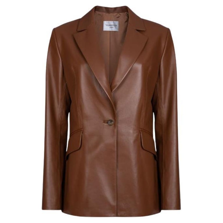 Verheyen London Chesca Oversize Blazer in Tan Leather, Size 6 For Sale ...