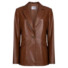 Verheyen London - Blazer surdimensionné Chesca en cuir brun clair, taille 8