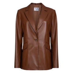 Verheyen London Chesca Oversize-Blazer aus braunem Leder in Hellbraun, Größe 8