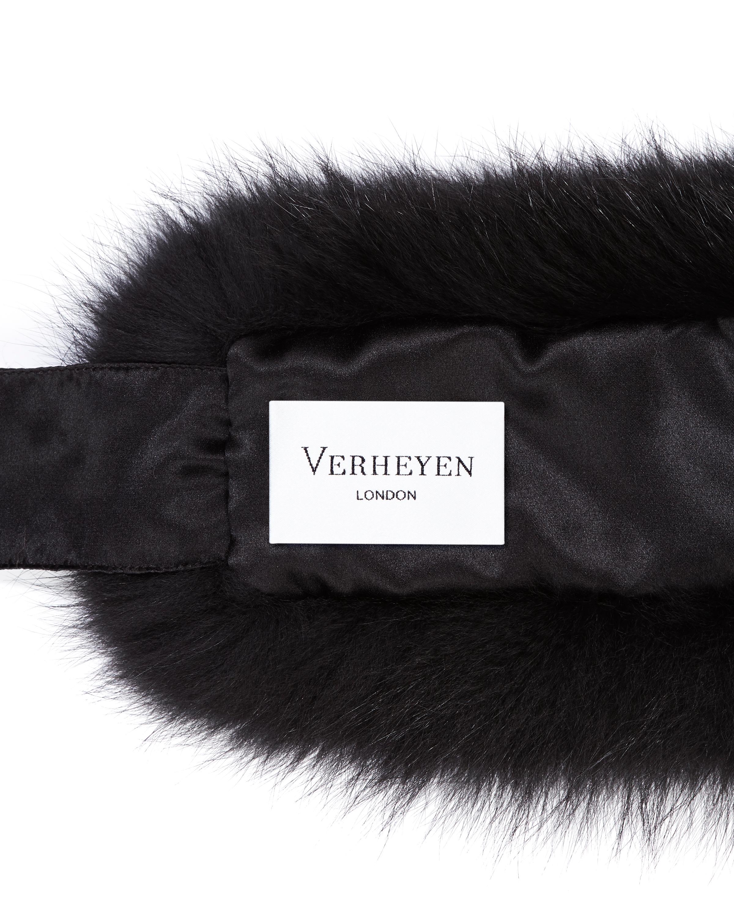 Verheyen London Circle Stand up Collar in Black Fox Fur & Silk tie - Brand New 2