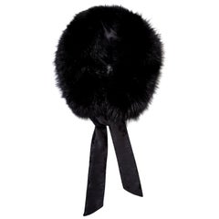 Verheyen London Circle Stand up Collar in Black Fox Fur & Silk tie - Brand New