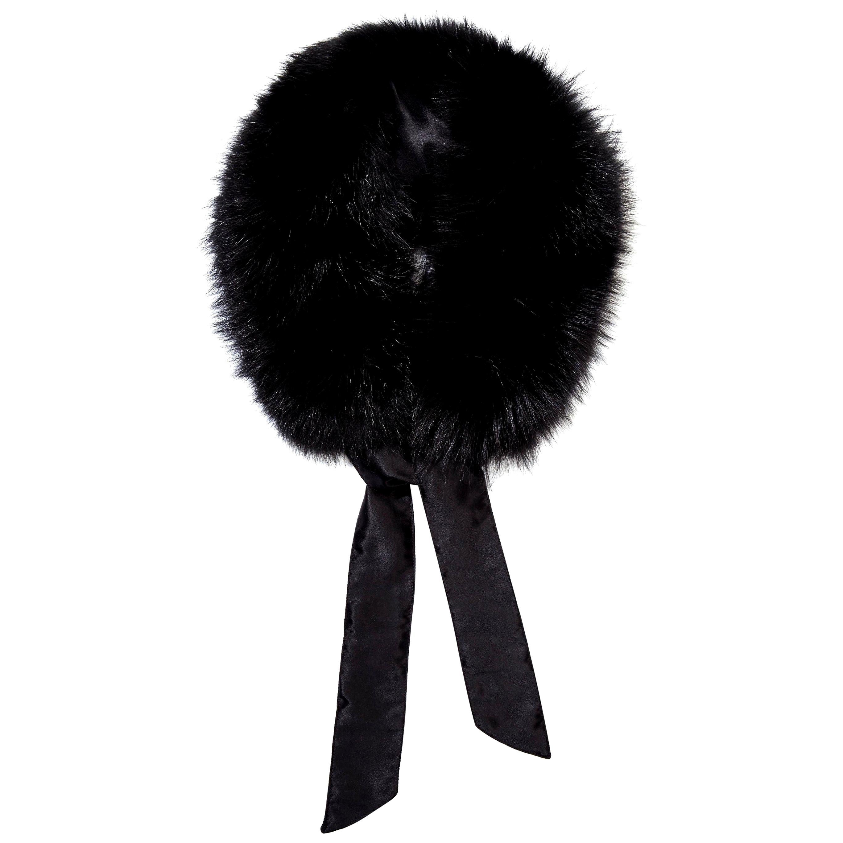 Verheyen London Circle Stand up Collar in Black Fox Fur & Silk tie - Brand New