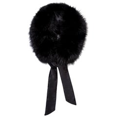 Used Verheyen London Circle Stand up Collar in Black Fox Fur 
with Silk tie - Gift