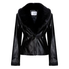 Giacca Verheyen London Cropped Edward in pelle con pelliccia sintetica, taglia 10