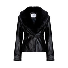 Giacca Verheyen London Cropped Edward in pelle con pelliccia sintetica, taglia 12