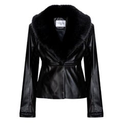 Giacca Verheyen London Cropped Edward in pelle con pelliccia sintetica, taglia 16