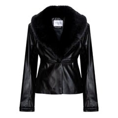 Giacca Verheyen London Cropped Edward in pelle con pelliccia sintetica, taglia 6