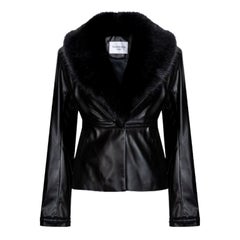 Giacca Verheyen London Cropped Edward in pelle con pelliccia sintetica, taglia 8