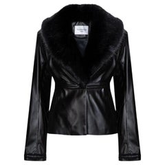 Verheyen London Cropped Edward Jacke aus Vegan-Leder mit Kunstpelz, Größe 8