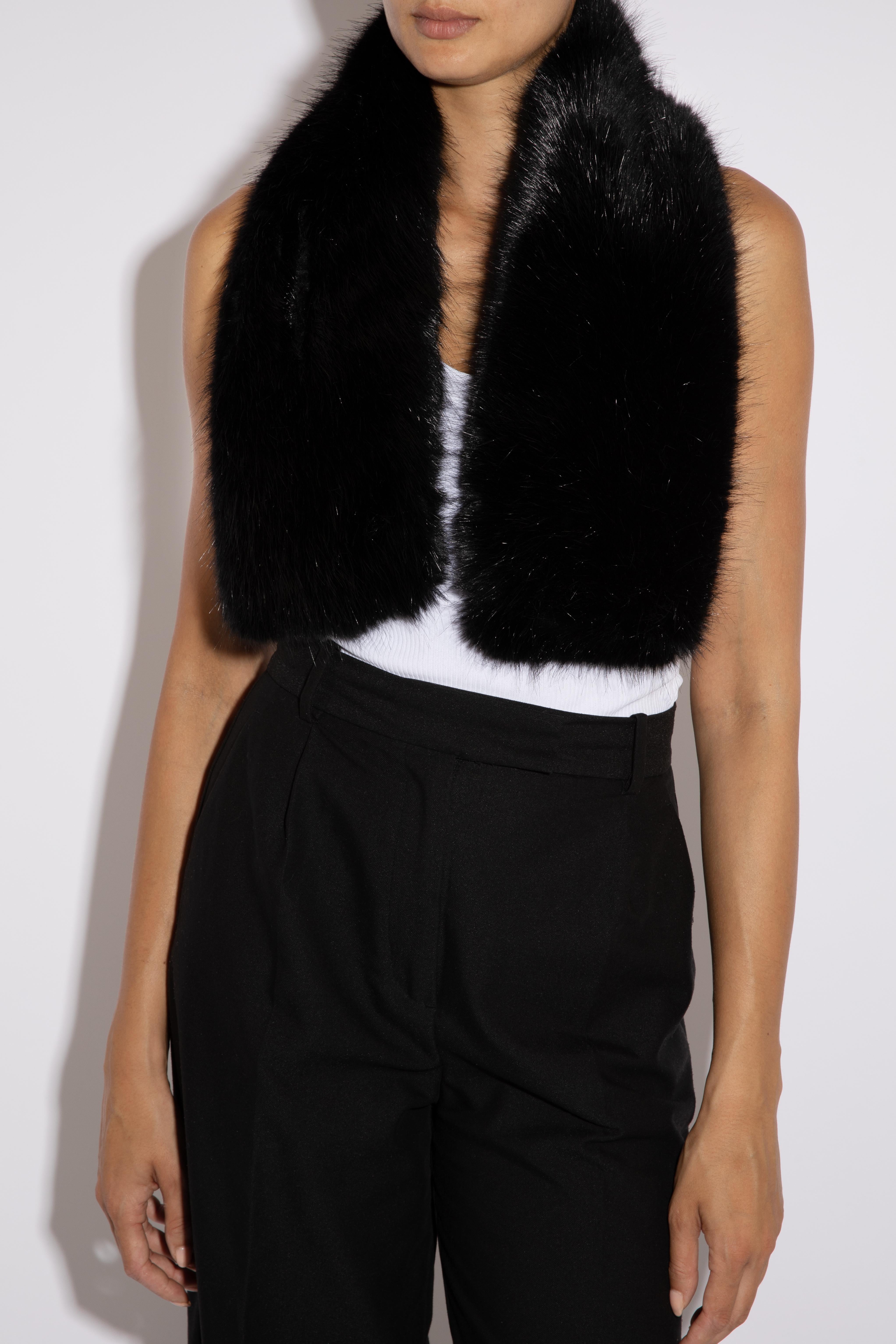 Verheyen London Cross-through Faux Fur Collar in Black For Sale 5