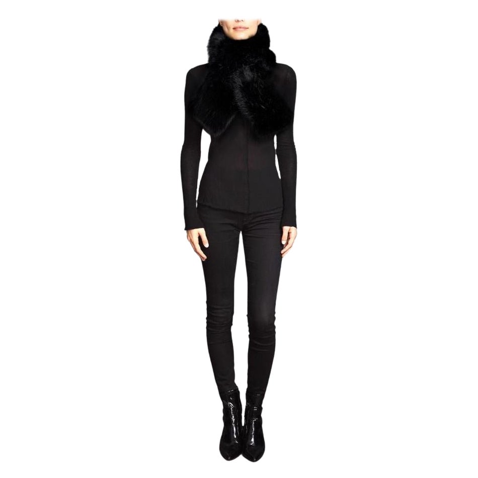 Verheyen London Cross-through Faux Fur Collar in Black For Sale