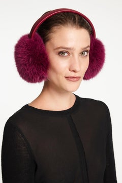 Verheyen London Ear Muffs in Pink Topaz Fox Fur - Brand New