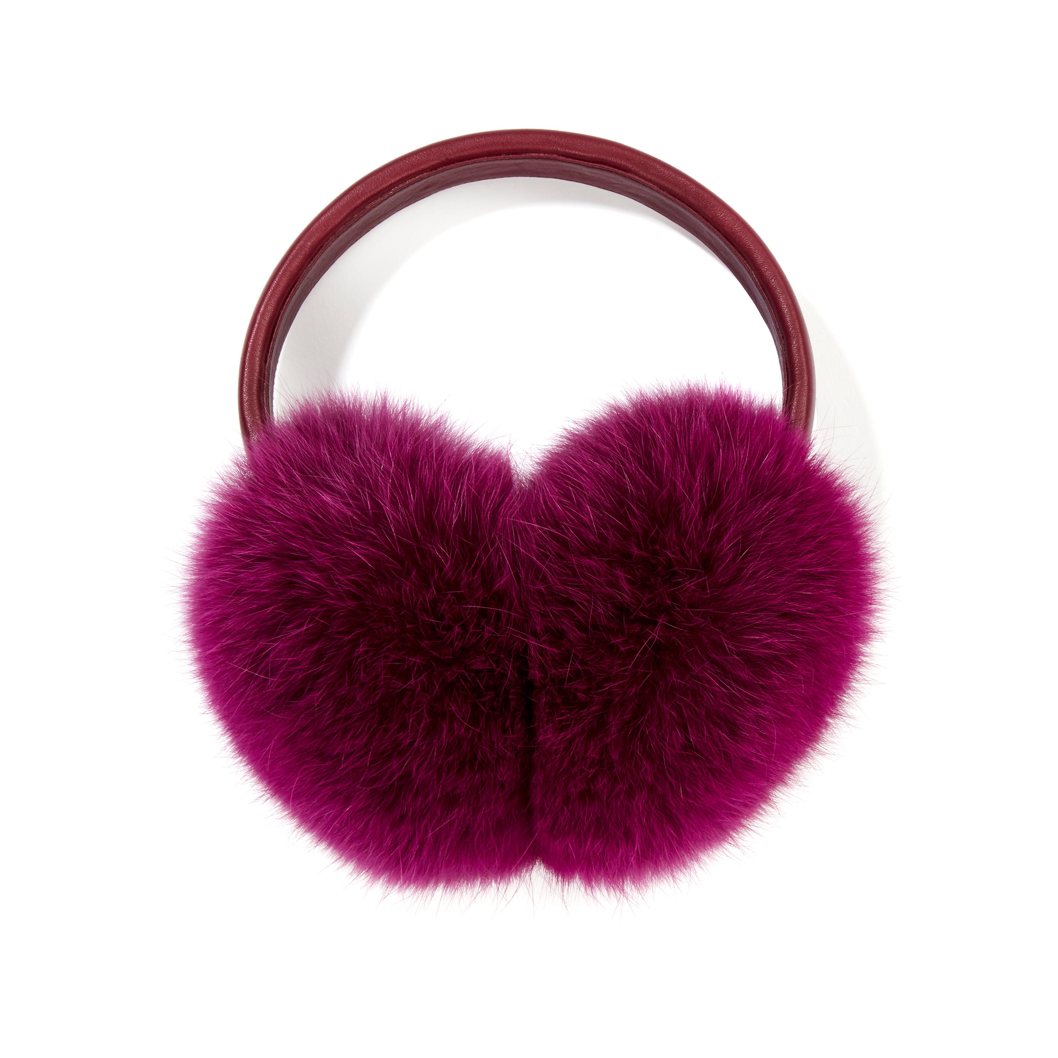 Verheyen London Ear Muffs in Pink Topaz Fox Fur - Brand New  1