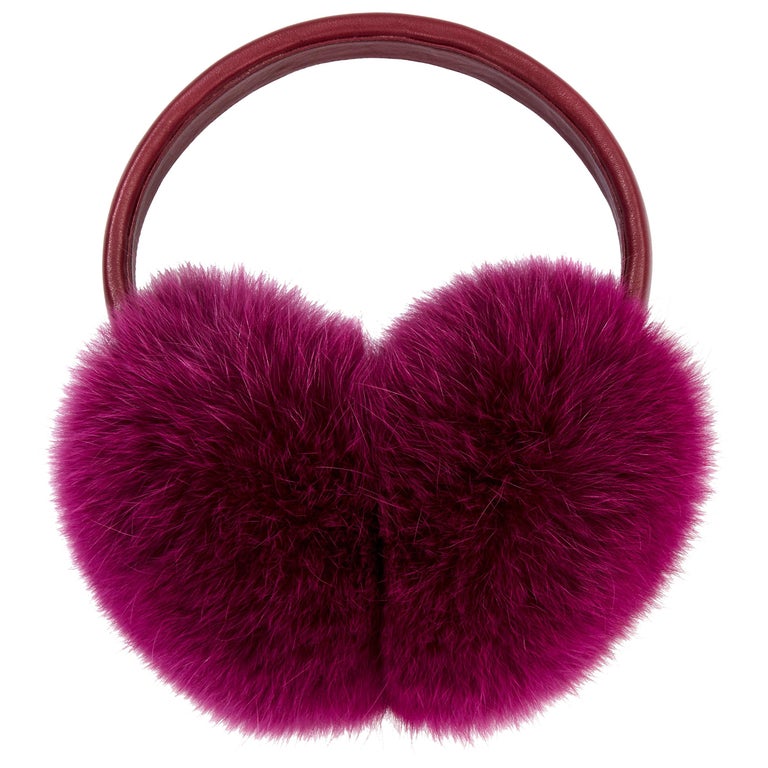 Verheyen London Ear Muffs in Pink Topaz Fox Fur - Gift at 1stDibs