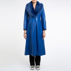 Verheyen London Abrigo Edward de piel azul con piel sintética - Talla uk 8