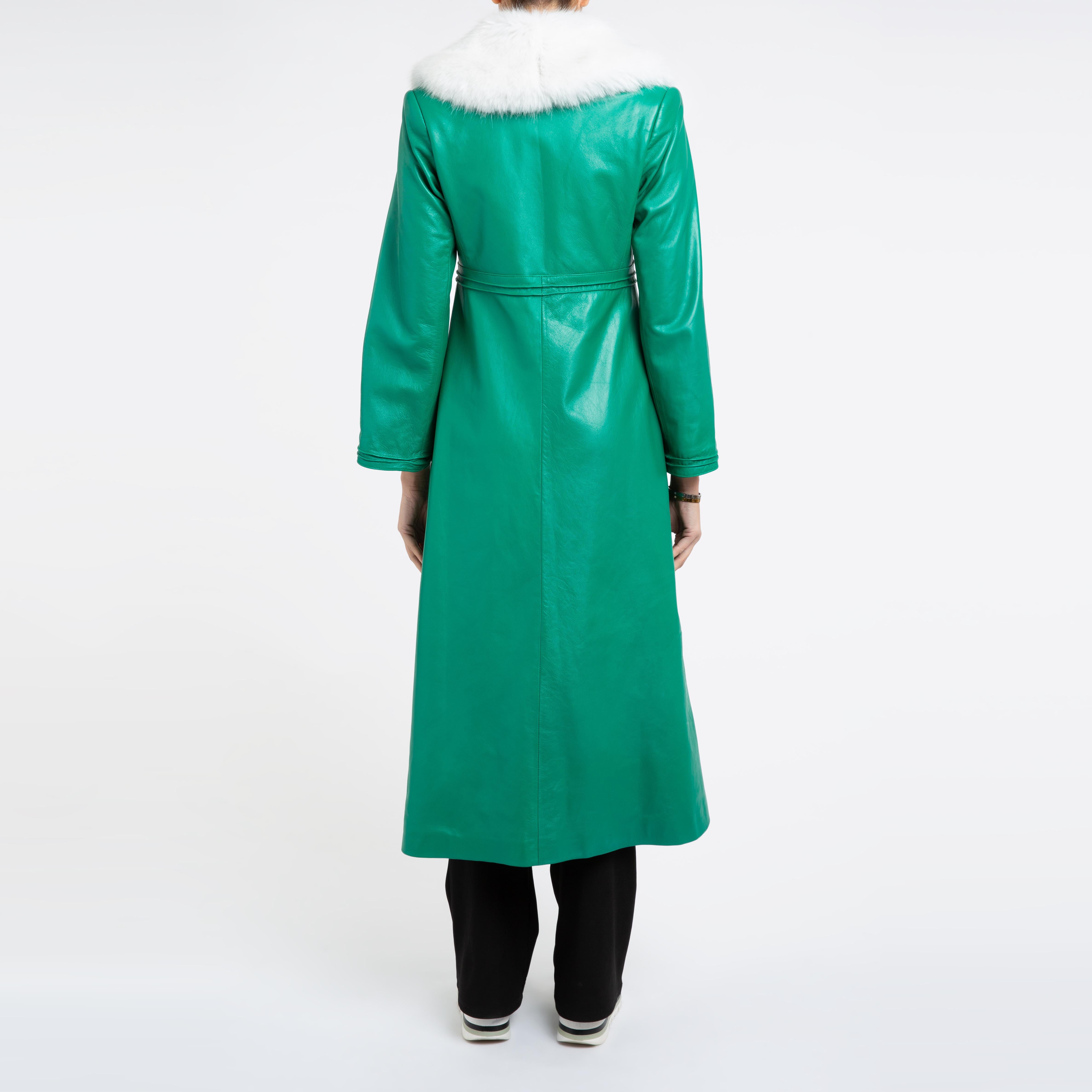 Bleu Manteau Edward de Verheyen London en fausse fourrure verte et blanche - Taille 12 UK  en vente