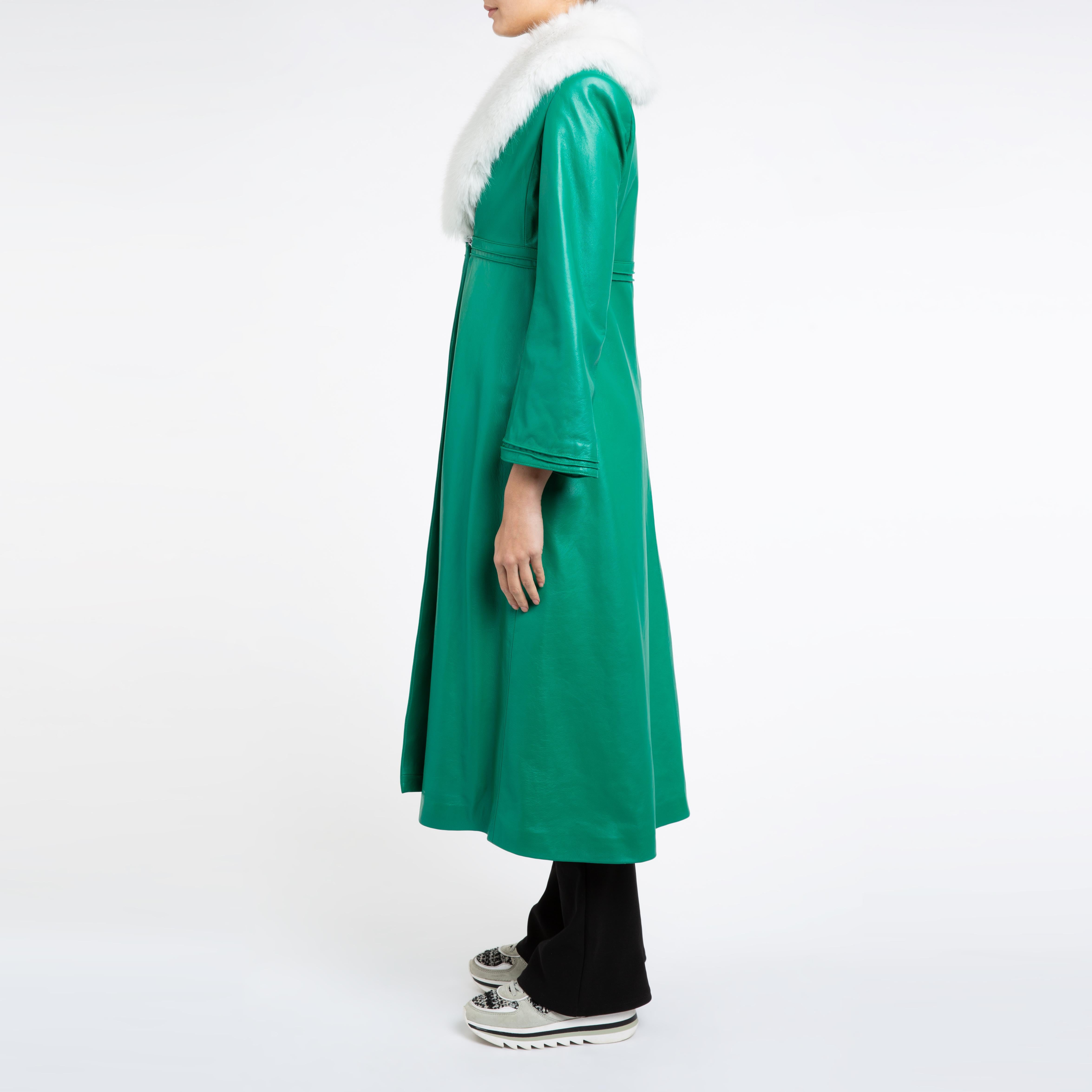 Verheyen London Abrigo de piel Edward en piel sintética verde y blanca - Talla 12 UK en venta 4