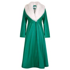 Verheyen London Edward Leather Coat in Green & White Faux Fur - Size uk 6 UK