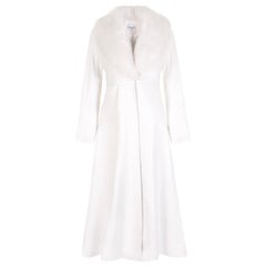 Verheyen London Edward Leather Coat in White with Faux Fur - Size uk 10 