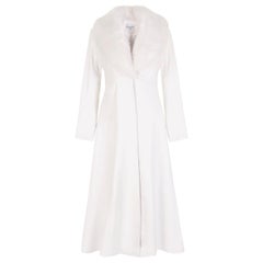 Manteau en cuir blanc Verheyen London Edward avec fausse fourrure - Taille UK 12