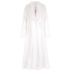 Verheyen London Edward Leather Coat in White with Faux Fur - Size uk 14
