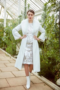 Verheyen London Edward Leather Coat in White with Faux Fur - Size uk 6