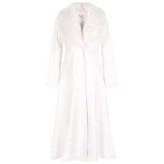 Manteau en cuir blanc Verheyen London Edward avec fausse fourrure - Taille UK 8 