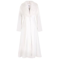 Used Verheyen London Edward Leather Coat in White with Faux Fur - Size uk 8 