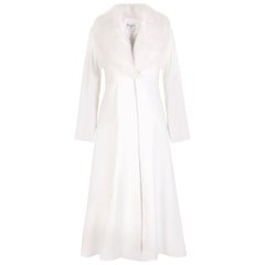 Verheyen London Edward Leather Coat in White with Faux Fur - Size uk 8